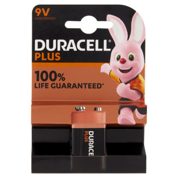 Duracell Plus 9V Batteria Alcalina 9V 6LR61 MX1604 pacco da 1 pila ideale per rilevatore di fumo