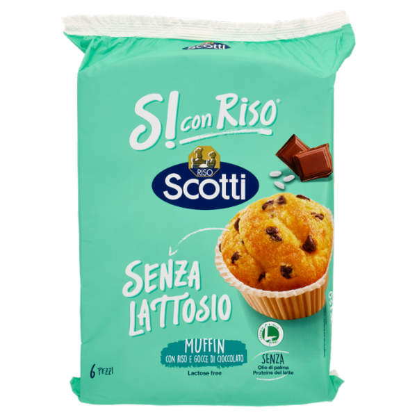 Riso Scotti Si con Riso Senza Lattosio Muffin con Riso e Gocce di Cioccolato 6 x 37 g