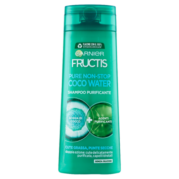 Garnier Shampoo Fructis Pure Non Stop Coconut Water, per Capelli che Tendono a Ingrassarsi, 250 ml