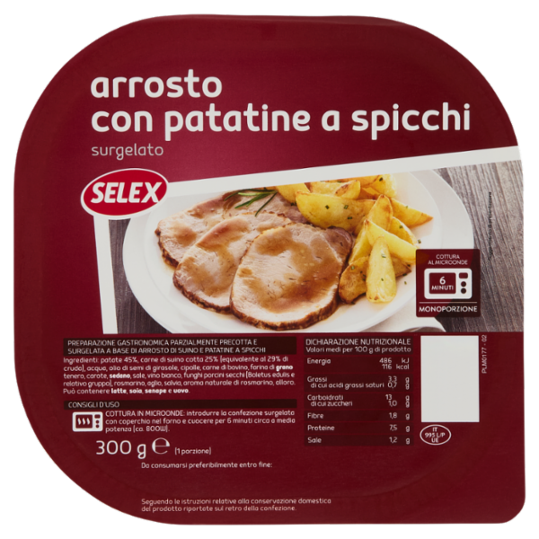 Selex Arrosto con Patatine a Spicchi Surgelato 300 g
