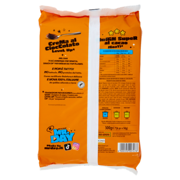 Mr.Day 6 Super Muffin al Cacao con Ripieno di Crema al Cioccolato 6 x 50 g