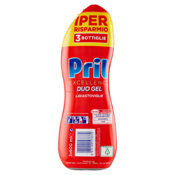PRIL Excellence Duo Gel Sciogli Grasso 3x600ml