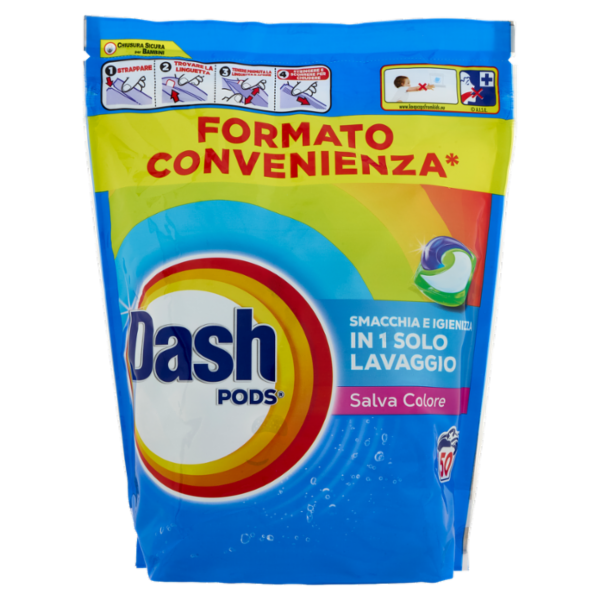 Dash Pods Detersivo Lavatrice In Capsule, Salva Colore, 50 Lavaggi 865 g