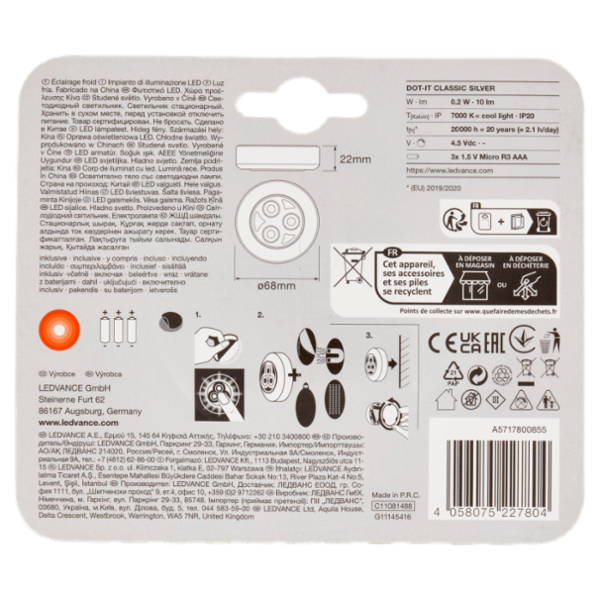 Ledvance Do-it Classic Silver 10 lm Cool Light 0.2 W