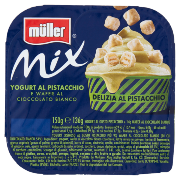 müller Mix Yogurt al Pistacchio e Wafer al Cioccolato Bianco 150 g