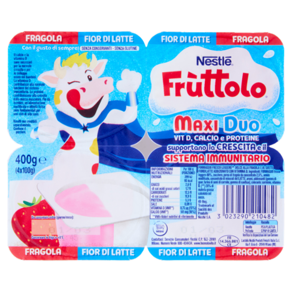 NESTLÉ FRUTTOLO Maxi Duo Fragola - Fior di Latte 4 x 100 g