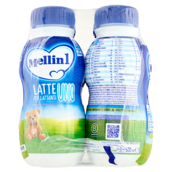 MELLIN 1 - Latte di Partenza Liquido per Lattanti dalla nascita al 6° mese compiuto, 4x500ml