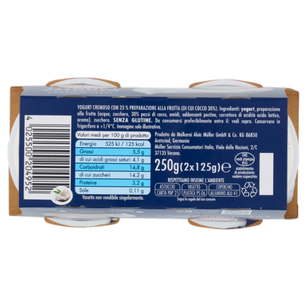 müller Yogurt Cremoso Cocco in Pezzi 2 x 125 g