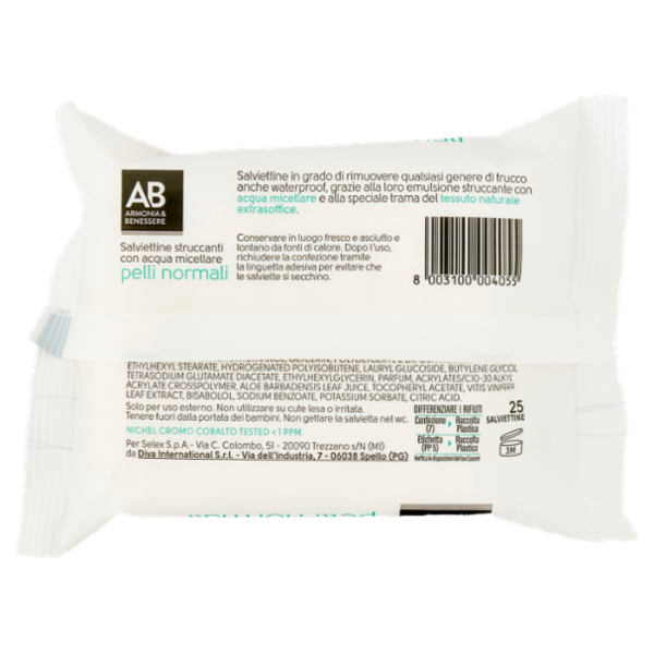 Armonia & Benessere Salviettine Struccanti per Pelli Normali 25 pezzi