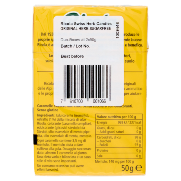 Ricola l'Originale Senza Zucchero 2 x 50 g