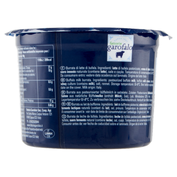 fattorie garofalo Burrata 100% Latte di Bufala 125 g