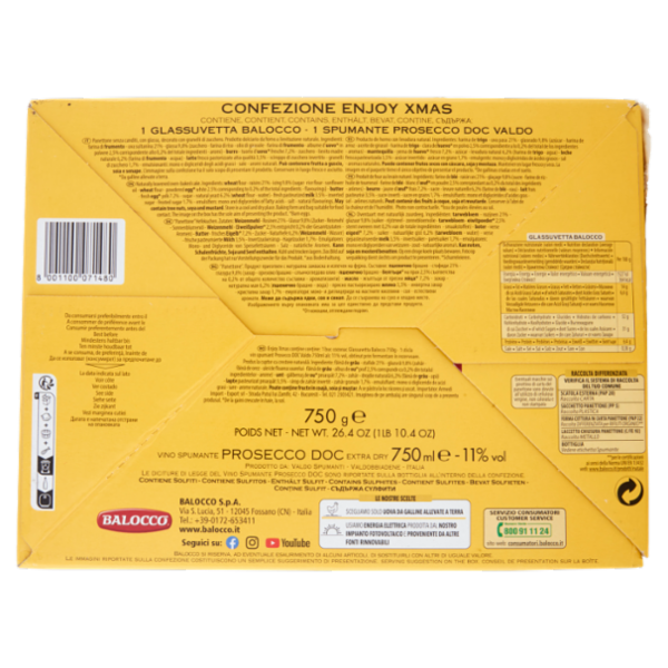 Balocco Enjoy Xmas Glassuvetta Senza Canditi 750 g & Valdo Prosecco DOC Extra Dry 75 cl