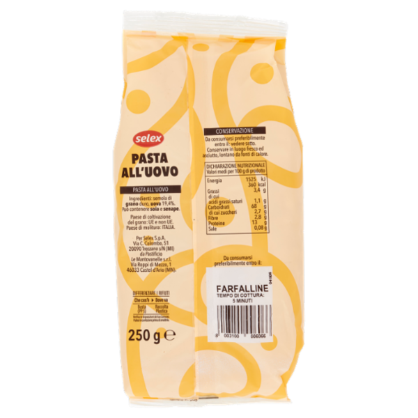 Selex Pasta all'Uovo Farfalline 250 g