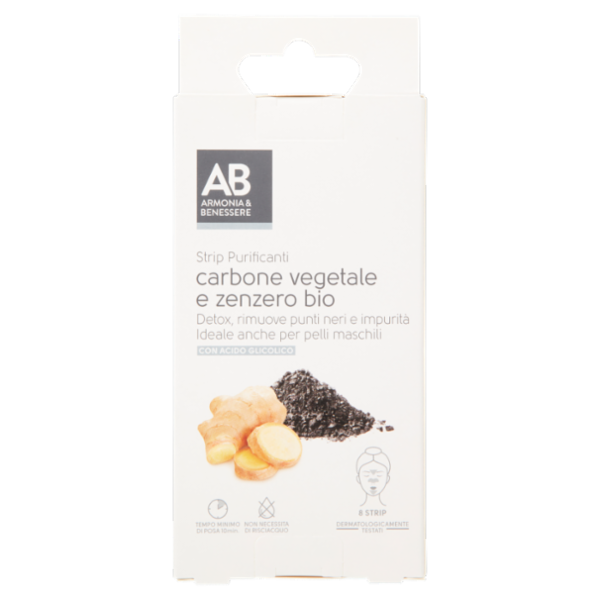 Armonia & Benessere Strip Purificanti con Carbone Vegetale e Zenzero Bio 8 pezzi