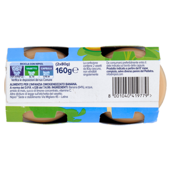 nipiol banana omogeneizzato 2 x 80 g