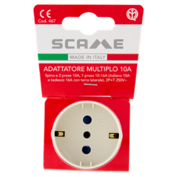 Scame Adattatore Multiplo 10A Spina e 2 Prese 10A, 1 Presa 10-16A, 2P+T 250V