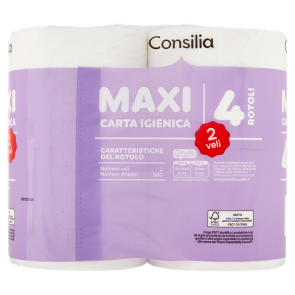 Consilia Carta Igienica 2 Veli 4 maxi rotoli