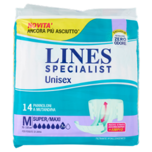 Lines Specialist Unisex Pannoloni a Mutandina M Super/Maxi 14 Pz