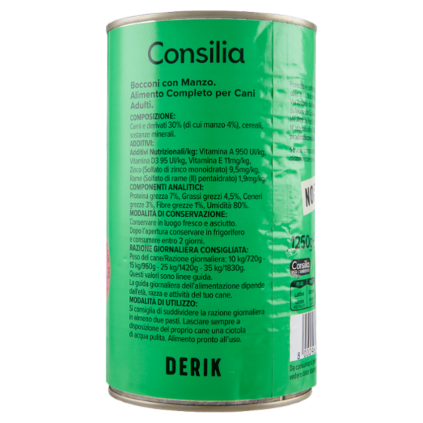 Consilia Derik Bocconi per Cane con Manzo 1250 g