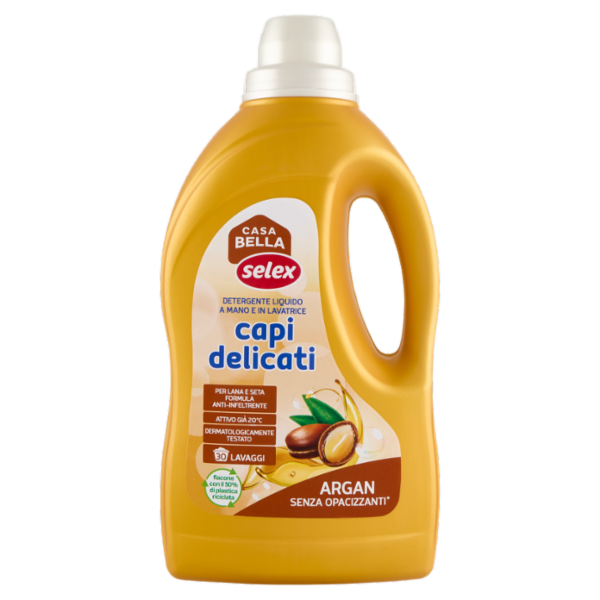 Selex Casa Bella Detersivo a Mano e in Lavatrice Liquido Capi Delicati Argan 30 Lavaggi 1,5 L