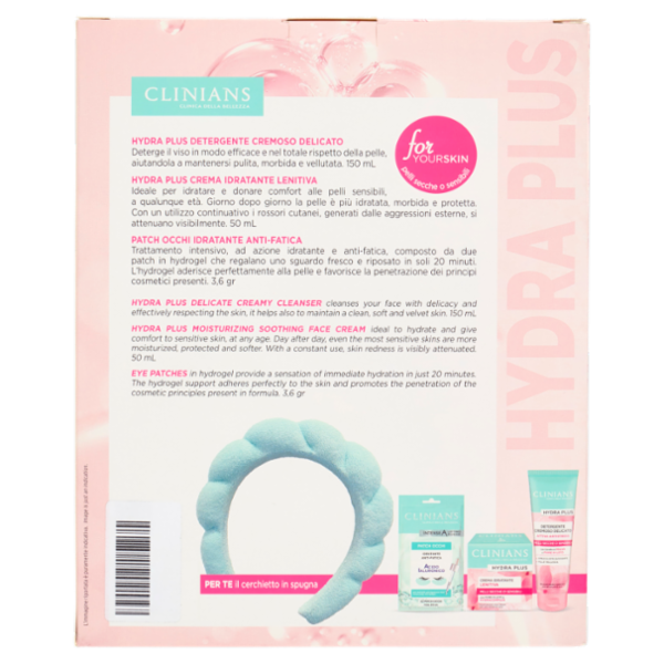 Clinians Hydra Plus Detergente Cremoso Delicato 150 mL + Crema Idratante Lenitiva 50mL + Patch Occhi