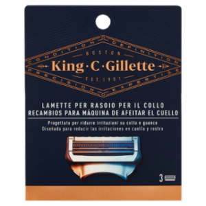 King C. Gillette Lamette Di Ricambio Per Rasoio Da Uomo Per Il Collo 3 Ricariche