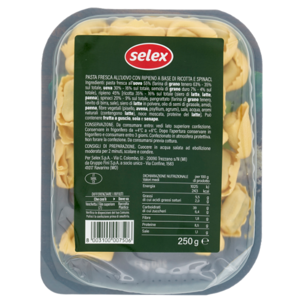 Selex Tortelloni alla Ricotta e Spinaci 250 g