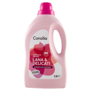 Consilia Detersivo a Mano e In Lavatrice Liquido Lana e Delicati 25 Lavaggi 1,5 L