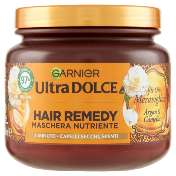 Garnier Ultra Dolce Hair Remedy Maschera per Capelli Nutriente Argan e Camelia, 340 ml