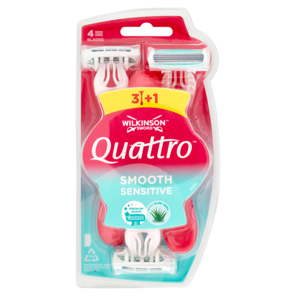 Wilkinson Sword Rasoio usa&getta Quattro Smooth Sensitive 3+1 pz