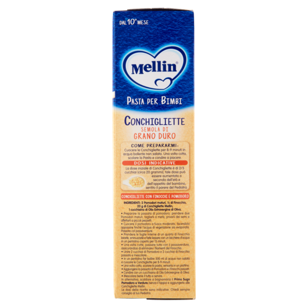 Mellin Pasta per Bimbi Conchigliette Semola di Grano Duro 280 g