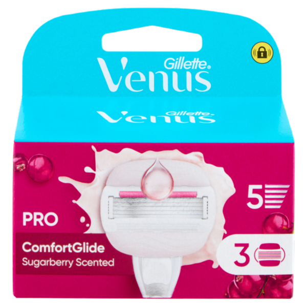 Gillette Venus Pro ComfortGlide Sugarberry Scented Lamette di ricambio per Rasoi Donna 3 Ricariche