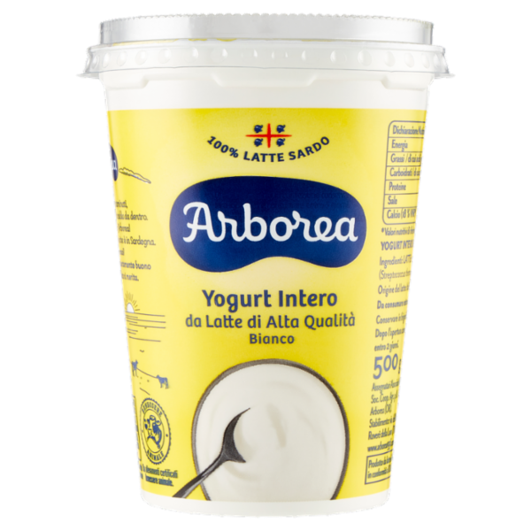 Arborea Yogurt Intero da Latte di Alta Qualità Bianco 500 g