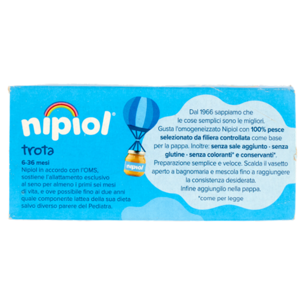 nipiol trota omogeneizzato con filetti di pesce selezionati e verdure 2 x 80 g
