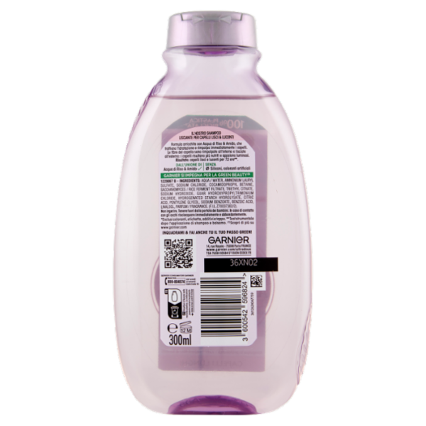 Garnier Ultra Dolce Infuso di Acqua di Riso & Amido, Shampoo Lisciante 300 ml
