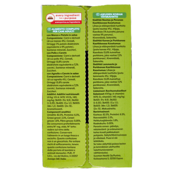 PURINA FRISKIES In Salsa Con Manzo e Patate, Pollo e Carote, Agnello e Carote 12 x 85 g