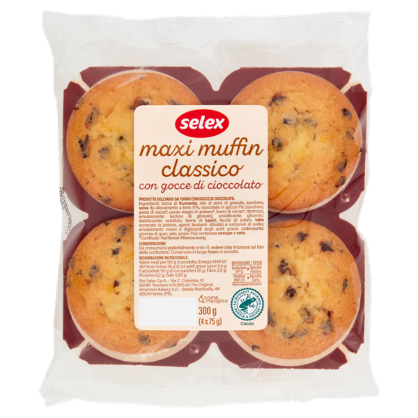Selex Muffin con Gocce di Cioccolato 4x75 g