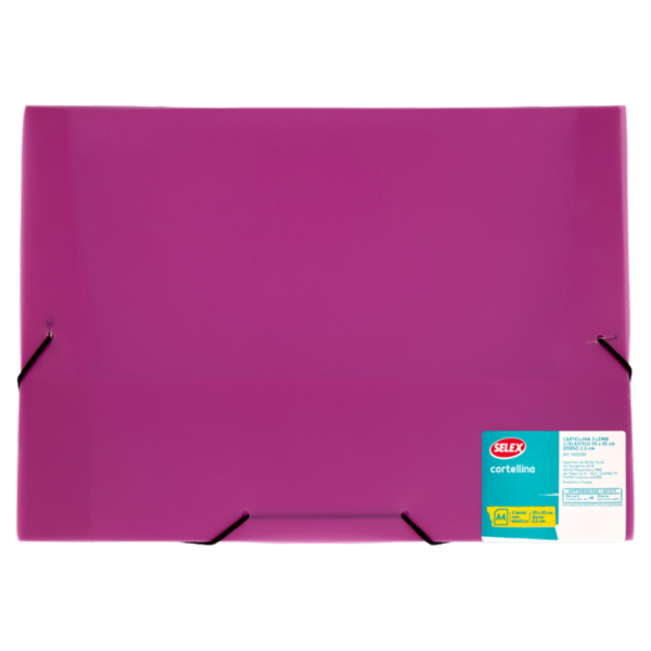 Selex Cartelletta in Plastica 3 Lembi con Elastico Angolare Dorso 3 cm Formato A4