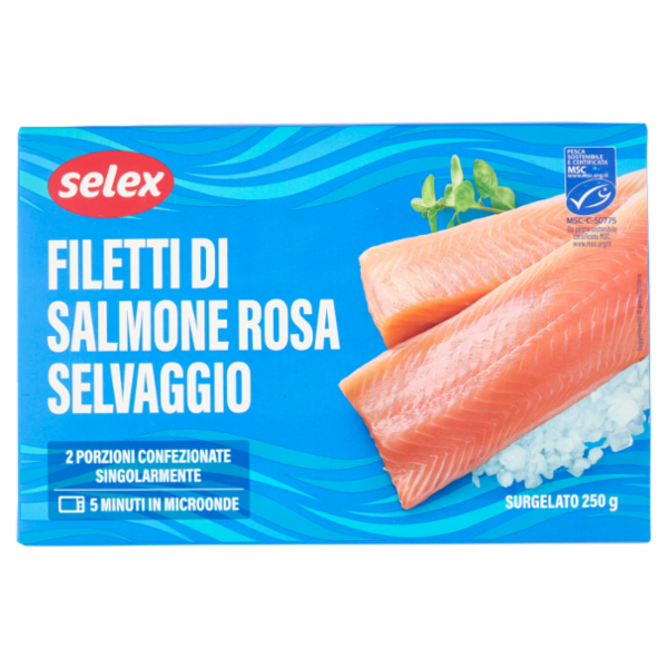 Selex Filetti di Salmone Rosa Selvaggio Surgelati 250 g