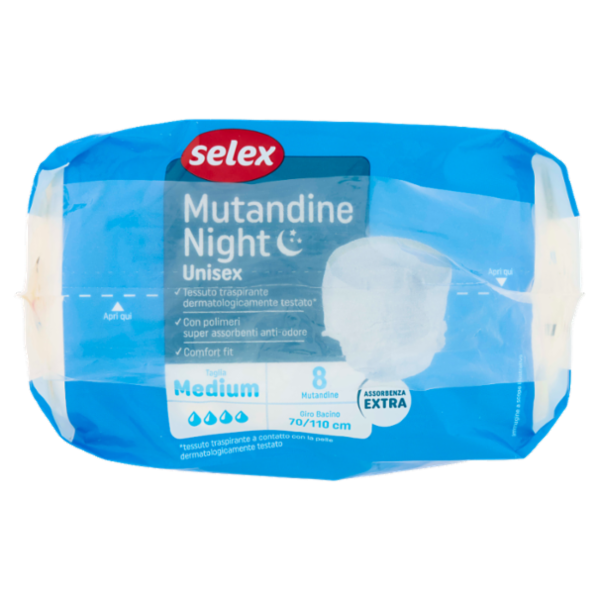 Selex Mutandine Night Unisex Assorbenza Extra Taglia Medium 8 pezzi