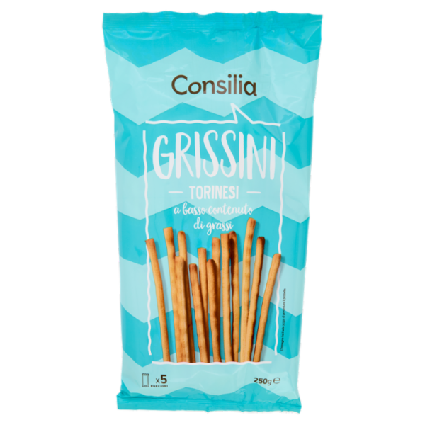 Consilia Grissini Torinesi a Basso Contenuto di Grassi in Confezioni Salvafreschezza 5x50 g