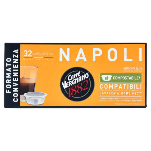 Caffè Vergnano 1882 Napoli Compostabile** Capsule Compatibili Lavazza a Modo Mio* 32 x 7,5 g