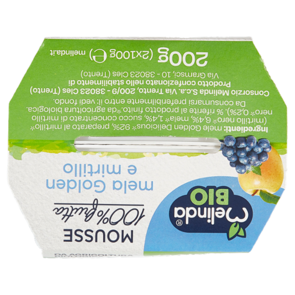 Melinda Bio Mousse mela Golden e mirtillo 2 x 100 g
