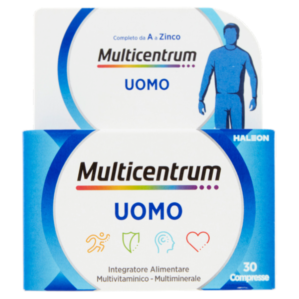 Multicentrum Uomo Vitamina B, D, Magnesio Integratore Multivitaminico Completo 30 cpr 39 g