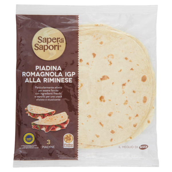 Selex Saper di Sapori Piadine Fresche Romagnole I.G.P. alla Riminese 3x120 g