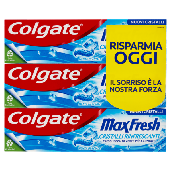 Colgate dentifricio Max Fresh Cristalli Rinfrescanti 3x75 ml
