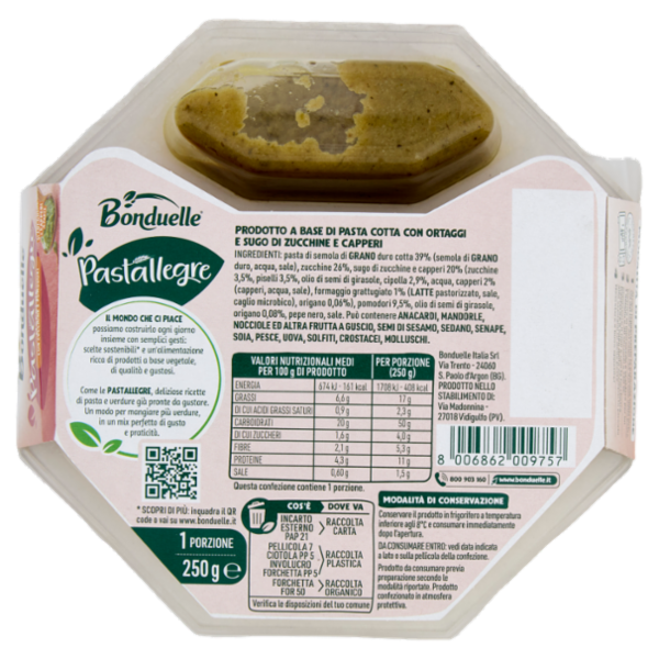 Bonduelle Pastallegre Mafalde con Zucchine e Pomodori 250 g