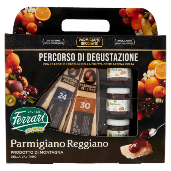 Ferrari Parmigiano Reggiano Prodotto di Montagna Oltre 24 e Oltre 30 Mesi 400g con Fiordifrutta