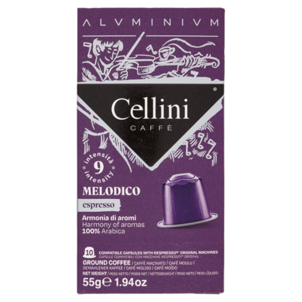 Cellini Caffè Aluminium Melodico espresso 10 Capsule Compatibili 55 g