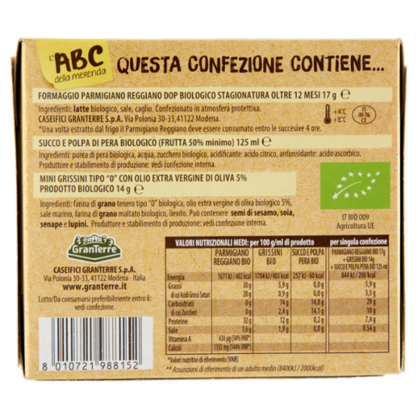 Parmareggio l'ABC della merenda con Parmigiano Reggiano e Grissini Bio